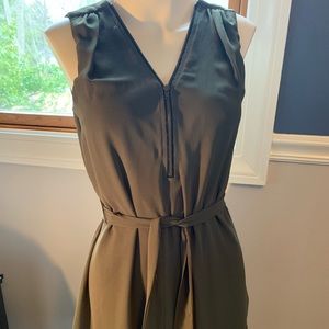 Olive green dress size S with waist tie